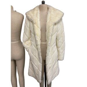Hannah By Marlo Womens Faux Fur Coat S/P Off-White Ivory Long Winter Jacket